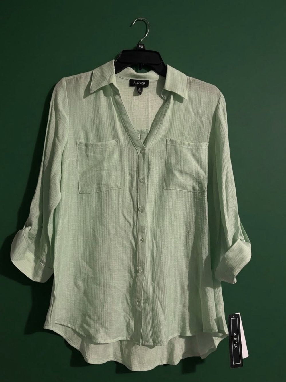 A. Byer Light Mint Green Button-Front Women's Shirt
